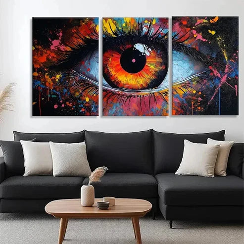 3pcs Vibrant with Paint Splashes and Deep Hues Wall Art Canvas Unframed - High Quality Print 100% Australian Made Wall Canvas