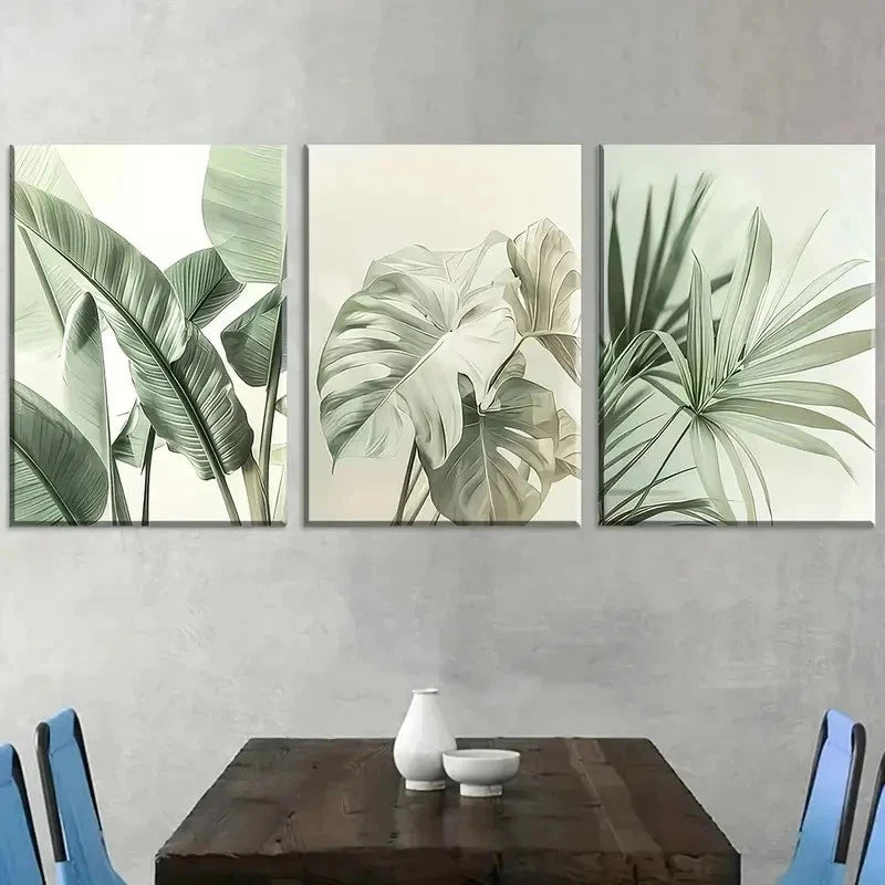 3pcs Natural Plant Leaves Simple Lands Perfect Wall Art Set Canvas Framed 40x60cm - High Quality Print 100% Australian Made Wall Canvas Ready to Hang
