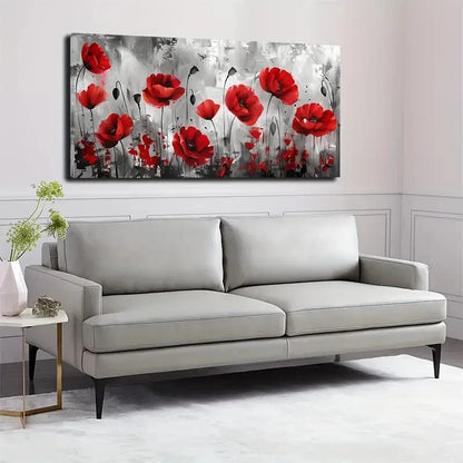 Red Poppy Floral Paintingall Art wall canvas office home room framed 120x60cm