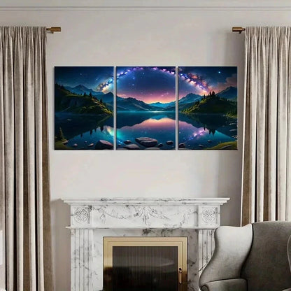 3pcs Starry Sky Milky Way Fantasy Landscape Wall Art Set Canvas Framed 40x60cm - High Quality Print 100% Australian Made Wall Canvas Ready to Hang