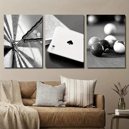 3pcs Dartboard with Bullseye Ace of Spades Wall Art Set Canvas Unframed - High Quality Print 100% Australian Made Wall Canvas