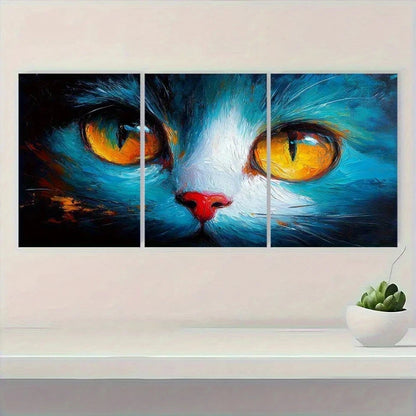 3pcs Cat Pet Abstract Modern Painting Metal Print Ready to Hang Art