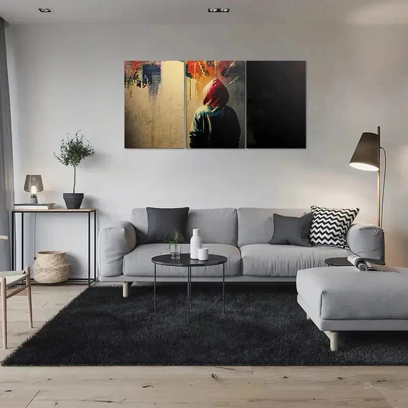 3pcs Figure with Urban Sprinkles Metal Print Ready to Hang Art