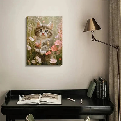 Adorable Norwegian Forest Cat Kitten Painting 40x60cm Metal Print Ready to Hang