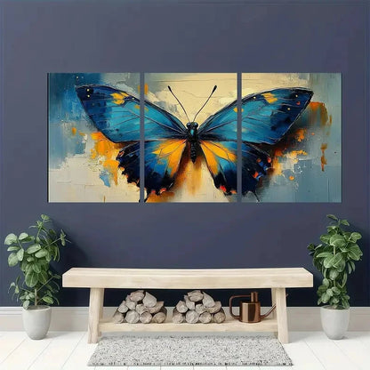 3pcs Modern Butterfly Animal Wall Art Set Canvas Framed 50x70cm - High Quality Print 100% Australian Made Wall Canvas Ready to Hang