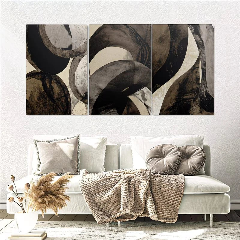 3pcs Modern Abstract Neutral Gallery Wall Art Set Canvas Framed 40x60cm – High Quality Print, 100% Australian Made Wall Canvas, Ready to Hang