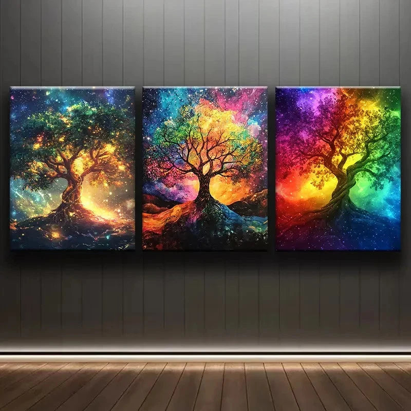 3pcs Tree of Life Abstract Wall Art Set Canvas Framed 40x60cm - High Quality Print 100% Australian Made Wall Canvas Ready to Hang