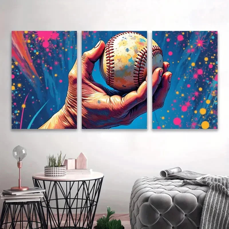 3pcs Ball in Hand Colorful Painting Wall Art Set Canvas Framed 40x60cm - High Quality Print 100% Australian Made Wall Canvas Ready to Hang