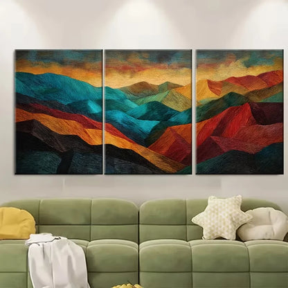 3pcs Abstract Painting Autumn Landscape Metal Print Ready to Hang Art