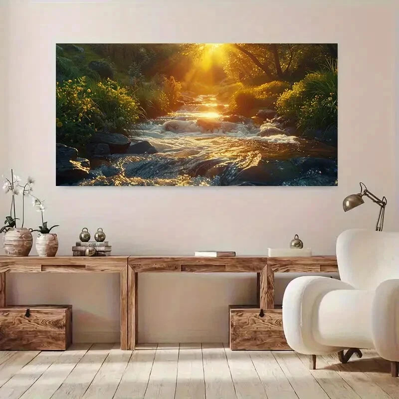 Serene Forest Sunlight  wall canvas office home room framed 120x60cm