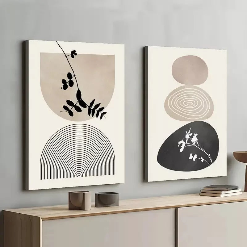 2pcs Set Abstract Shapes Framed 50x75cm - High Quality Print 100% Australian Made Wall Canvas Ready to Hang