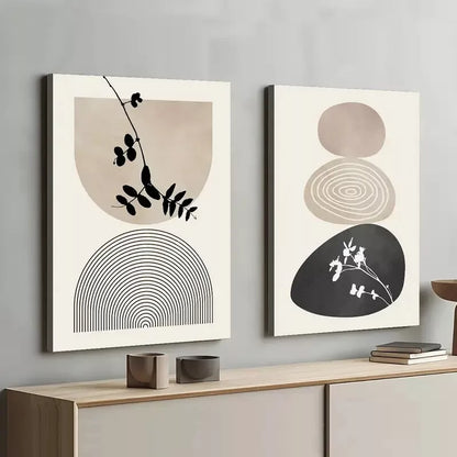 2pcs Set Abstract Shapes Framed 50x75cm - High Quality Print 100% Australian Made Wall Canvas Ready to Hang