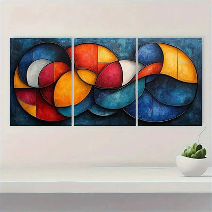3pcs Abstract Geometric Theme Metal Print Ready to Hang Art