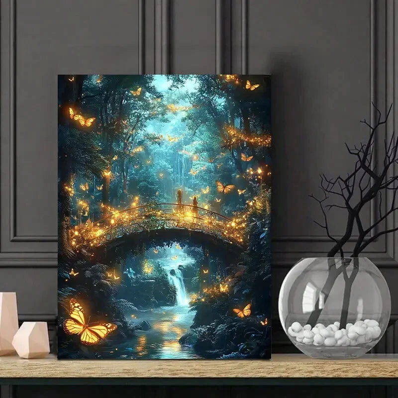 Bridge Made of Fireflies Leads to The Other Side 40x60cm Metal Print Ready to Hang