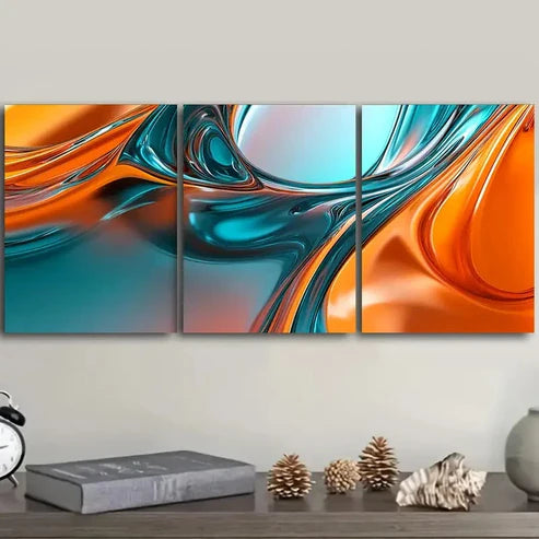 3pcs fluid shapes Wall Art Set Canvas Unframed - High Quality Print 100% Australian Made Wall Canvas