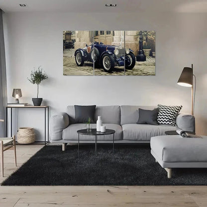 3pcs Vintage Blue Old Style Car Metal Print Ready to Hang Art