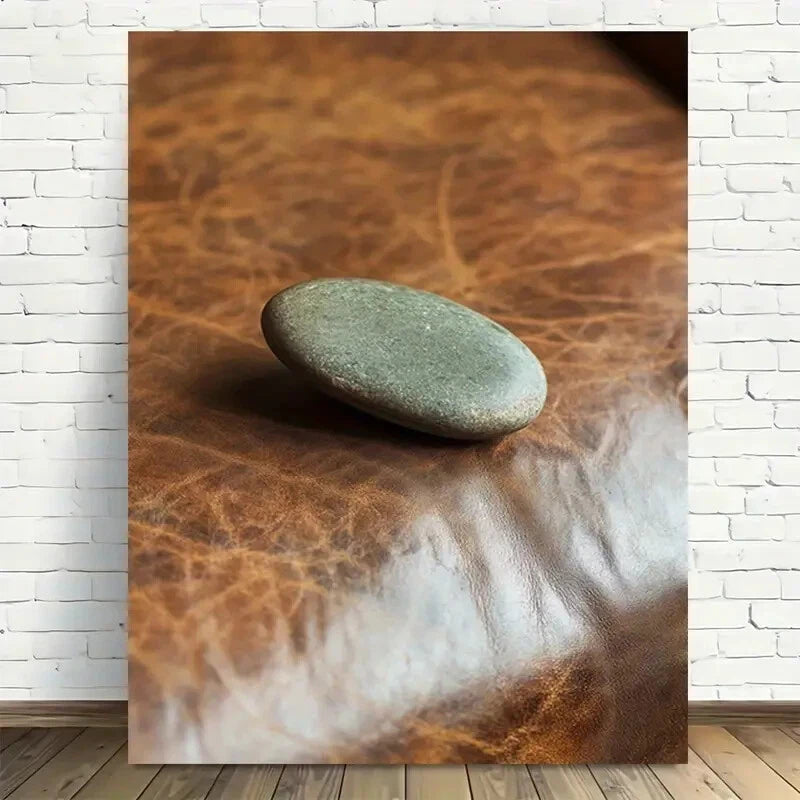 Beautiful Natural Stone & Faux Leather Painting 40x60cm Metal Print Ready to Hang