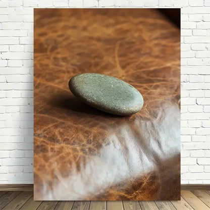 Beautiful Natural Stone & Faux Leather Painting 40x60cm Metal Print Ready to Hang