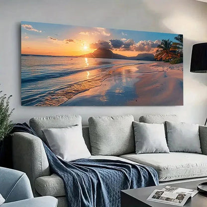sea bathed in sunlight wall canvas office home room framed 120x60cm
