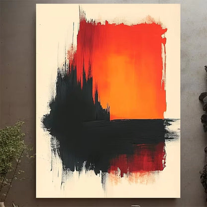 Orange & Red Modern Minimalist Painting  60x90cm Metal Print Ready to Hang