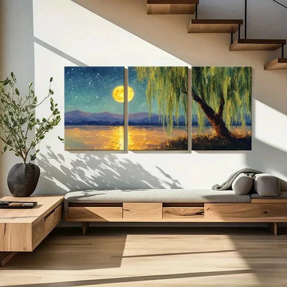 3pcs Serene Starry Sky Reflections Mountain Metal Print Ready to Hang Art