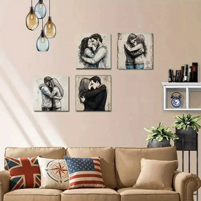 4pcs Love Theme picture quality Wall Art Canvas Framed