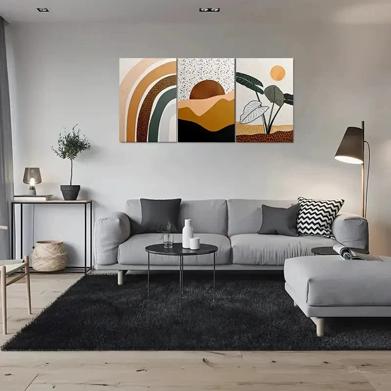 3pcs Minimalist Geometric Patterns Wall Art Set Canvas Framed 40x60cm - High Quality Print 100% Australian Made Wall Canvas Ready to Hang