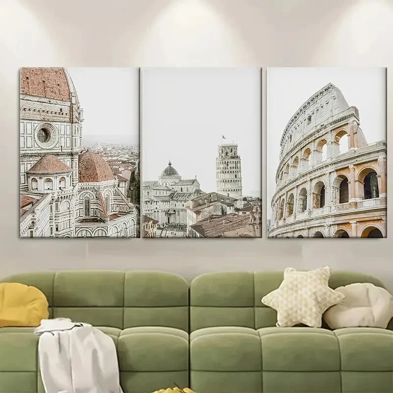 3pcs Italy Cityscape Tuscany Italy Travel Prints Metal Print Ready to Hang Art