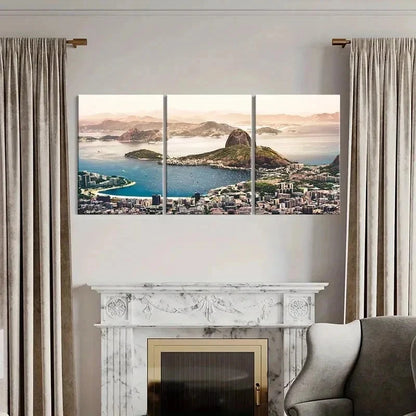 3pcs Rio de Janeiro Cityscape & Mountain Wall Art Set Canvas Framed 40x60cm - High Quality Print 100% Australian Made Wall Canvas Ready to Hang
