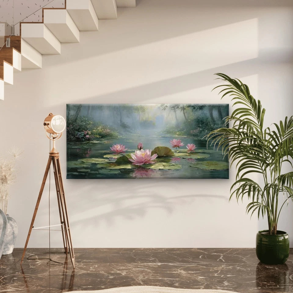 Reflective Water Surface Wall Art Canvas Office Home Room Framed 120x60cm
