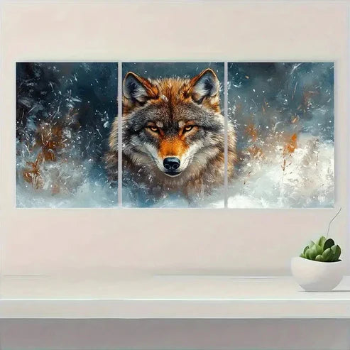 3pcs Cool Animal Wall Decor Featuring MajesticA Wall Art Set Canvas Unframed - High Quality Print 100% Australian Made Wall Canvas - Bella Home Decor