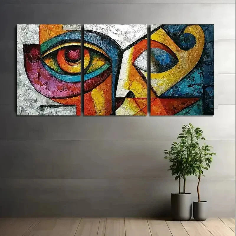 3pcs Abstract Face Human Form Picasso Metal Print Ready to Hang Art