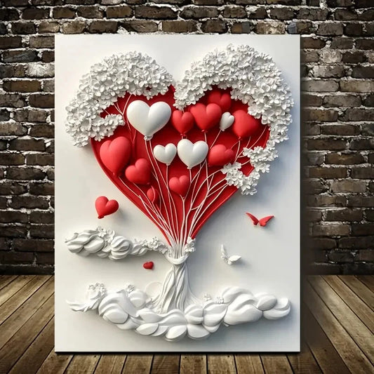 Featuring a Romantic Balloon Love Painting 40x60cm Metal Print Ready to Hang
