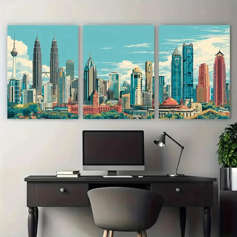 3pcs Kuala Lumpur Travel Décor Perfect Wall Art Canvas Unframed/Framed