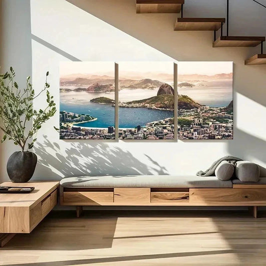 3pcs Rio de Janeiro Cityscape & Mountain Wall Art Set Canvas Framed 40x60cm - High Quality Print 100% Australian Made Wall Canvas Ready to Hang
