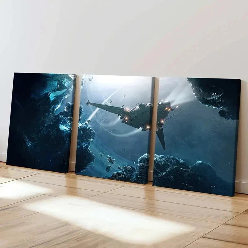 3pcs Space Fantasy Theme Modern Sci-Fi Universe  Wall Art Set Canvas Framed 40x60cm - High Quality Print 100% Australian Made Wall Canvas Ready to Hang