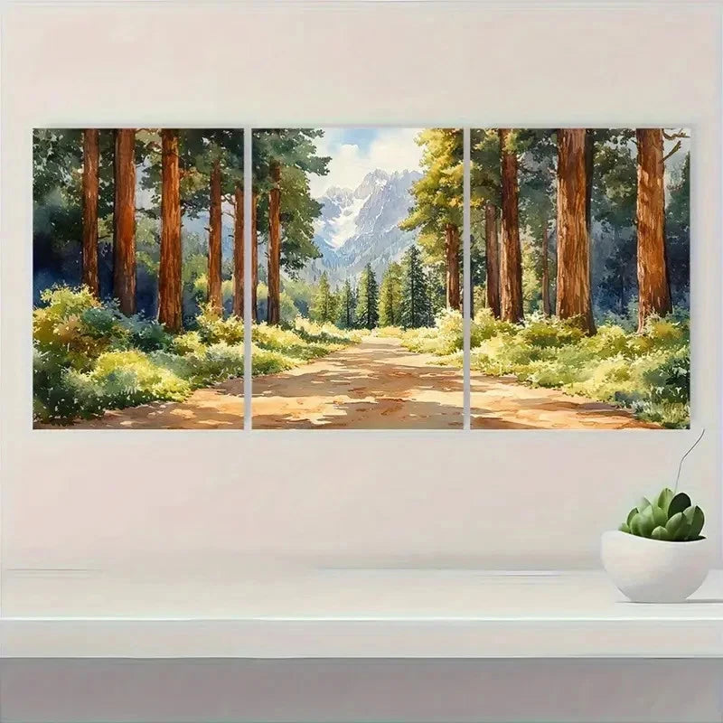 3pcs Sequoia National Park Watercolor Perfect Wall Art Set Canvas Framed 40x60cm - High Quality Print 100% Australian Made Wall Canvas Ready to Hang