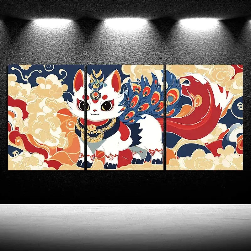 3pcs Animal Themed Beautiful Red Fox Metal Print Ready to Hang Art