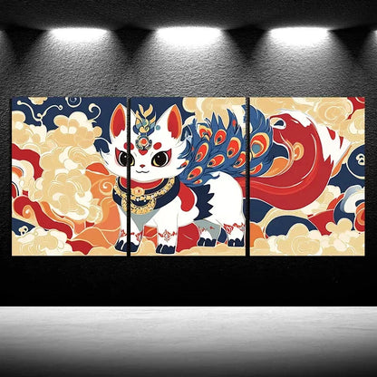 3pcs Animal Themed Beautiful Red Fox Metal Print Ready to Hang Art