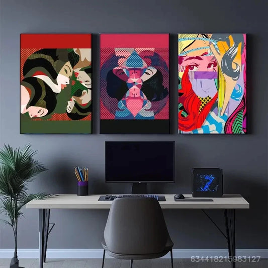 3pcs Vibrant Pop Abstract Colorful Perfect Wall Art Set Canvas Framed 40x60cm - High Quality Print 100% Australian Made Wall Canvas Ready to Hang