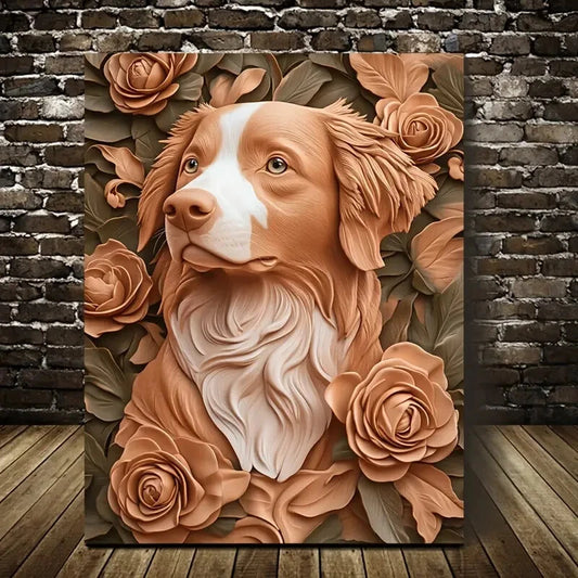 Beautiful Toller Dog Featuring a Digital Painting  40x60cm Metal Print Ready to Hang