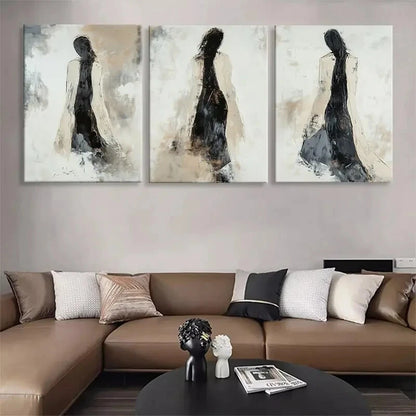 3pcs Elegant Abstract Woman Brushstrokes Perfect Wall Art Set Canvas Framed 40x60cm - High Quality Print 100% Australian Made Wall Canvas Ready to Hang