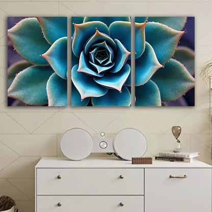 3pcs Blue Agave Plant Unique Decor Wall Art Set Canvas Framed 60x90cm - High Quality Print 100% Australian Made Wall Canvas Ready to Hang