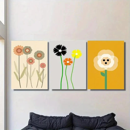 3pcs Modern Floral Colorful Flower Botanical Metal Print Ready to Hang Art