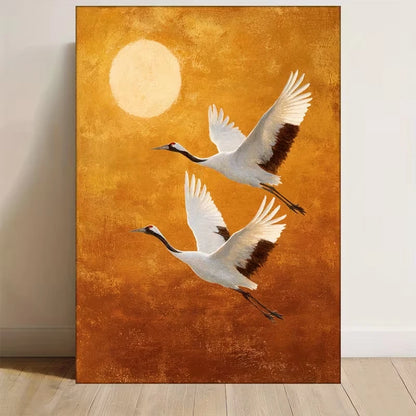Two Graceful White Cranes Metal Print Ready to Hang