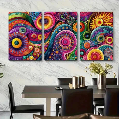 3pcs Maximalist Bundle Funky Retro Wall Art Canvas Unframed - High Quality Print 100% Australian Made Wall Canvas