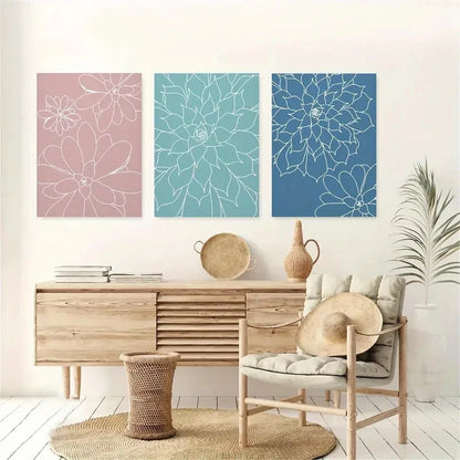 3pcs Cartoon Succulent Botanical Deco Perfect Wall Art Set Canvas Framed 40x60cm - High Quality Print 100% Australian Made Wall Canvas Ready to Hang