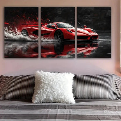 3pcs Modern Ferrari Sport Car Minimalist Posters Wall Art Set Canvas Framed 60x90cm - High Quality Print 100% Australian Made Wall Canvas Ready to Hang