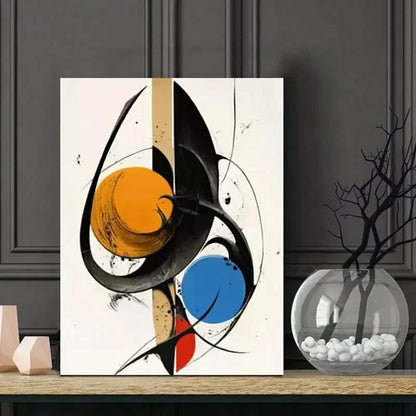 Mid Century Modern Abstract Dynamic Black, White 40x60cm Metal Print Ready to Hang