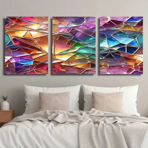 3pcs Abstract Geometric Shapes Creative Wall Art Set Canvas Unframed - High Quality Print 100% Australian Made Wall Canvas